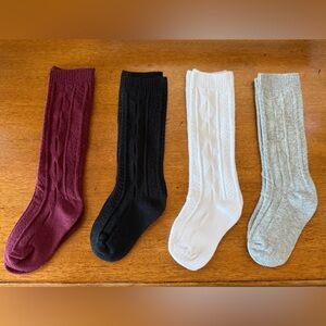 Set of 4 Baby Cable Knit Seamless Toe Knee Socks